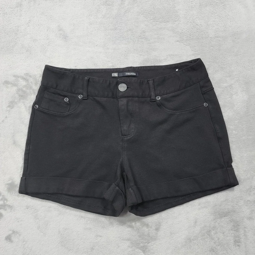 Maurices Shorts Womens M Black Chino Cuffed Stretch 5 Pocket Casual Summer